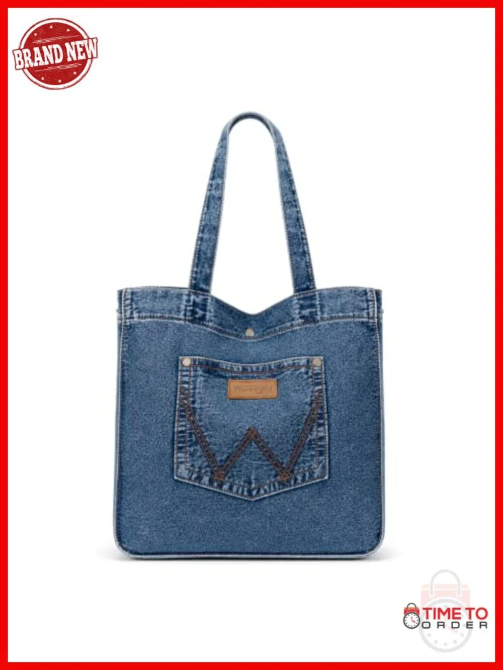 Denim Tote Bag for Work Travel Everyday with Magnetic Closure